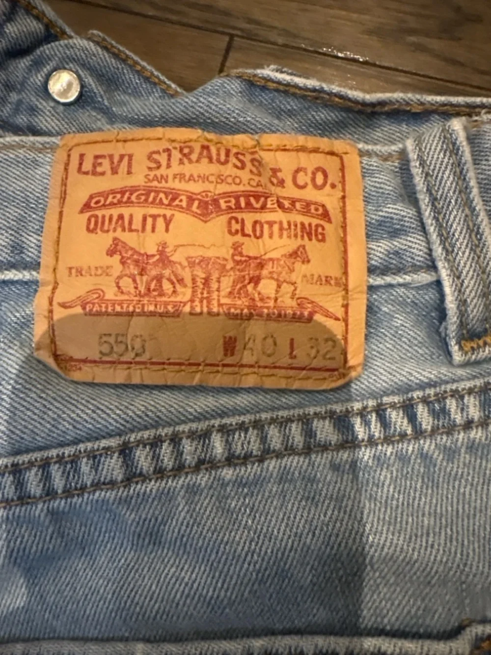 Levi's Light Blue Denim Cutoff Shorts with Frayed Hem - Picture 3 of 3